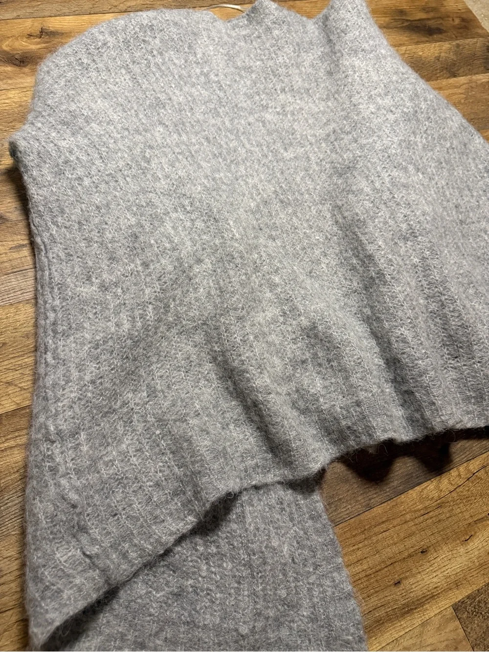 Free People Grey Alpaca Blend Open Front Knit Cardigan Sweater Size Large